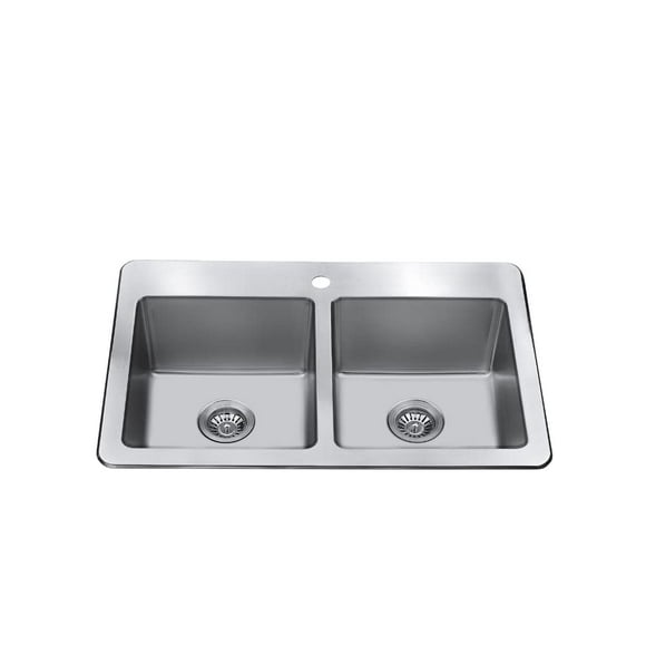 CRAFTX 33 inch Drop-in Kitchen Stainless Steel Sink 1 Hole with Strainer 9 inch Depth