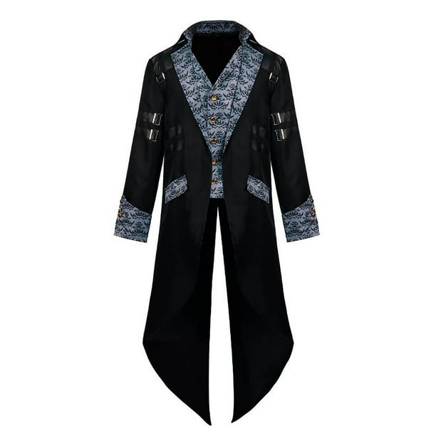 Disfraz de Halloween para hombre Disfraz de esmoquin retro de longitud media para hombre Pompotops oipoqjl40186