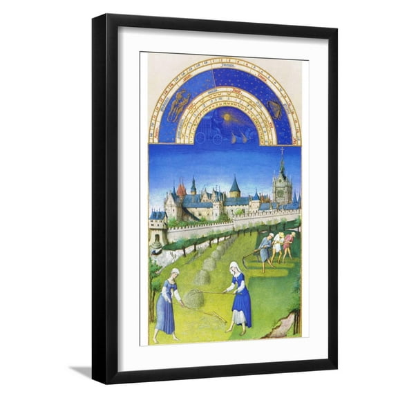 Art.com Le Tres Riches Heures Du Duc De Berry - June Art Print by Paul Herman & Jean Limbourg, Black Frame Wall Art, 17" x 23"