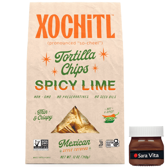 Xochitl Spicy Lime White Corn Tortilla Chips, 12 oz Paper Bag
