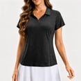 thumbnail image 2 of Nestiefly Polo Shirts for Women Short Sleeve Golf Shirts V Neck Collared Top Cooling Lightweight Tennis Work Black XL, 2 of 7