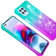thumbnail image 4 of Motorola Edge S Case, with Tempered Glass Screen Protector SOGA Diamond Liquid Quicksand Cover Cute Girl Women Phone Case - Teal / Purple, 4 of 5