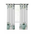 thumbnail image 7 of Sage Green Pumpkins Blackout Curtains for Bedroom/Living Room, Eucalyptus Leaves Watercolor Thermal Insulated Kitchen Drapes with Grommets, Light Blocking Window Treatment, 2 Panels 42" x 63", 7 of 7