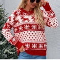 thumbnail image 1 of Qertyioot Chandails de Noël à Col Rond pour Femmes, Mode et Hiver-Pullover Chandail Décontracté Haut Femmes, 1 of 6