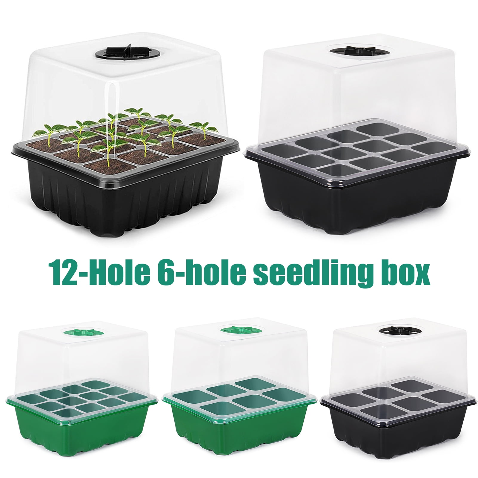 OIUR Seeds Starter Tray 6 Cells/12 Cells Seeds Germination Tray with Adjustable Humidity Vent Plant Nursery Box for Indoor Garden Bonsai Seedlings Starting Growing