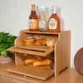 thumbnail image 6 of CONSDAN Bread Box, Solid Wood Oak Bread Box with Clear Window, Double Layer Bread Box for Bread Storage, Large Capacity Breadbox for Kitchen Countertop, Natural Oak, Pre-assembled, 6 of 7