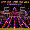 thumbnail image 7 of Spider Web Halloween Decoration Outdoor Lights, 250 Purple LED Light Up 23Ft Giant Spiderweb & 40 Small Fake Spiders, 8 Modes Remote Control Lighted Decor for Yard Outside, 7 of 7
