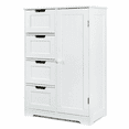 thumbnail image 5 of Homfa 4 Drawer Linen Bathroom Cabinet, Wooden Cupboard Storage Cabinet with Adjustable Shelf, White Finish, 5 of 11