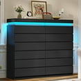thumbnail image 2 of Afuhokles Black Tall Dresser Wood 6 Drawer Dressers for Bedroom with LED Light, Wood Chest of Drawers Storage Cabinet., 2 of 6