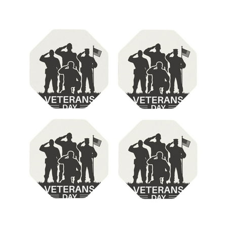 

Vsdgher Veterans Day Leather Coasters for Drinks Durable Drink Coasters 4 Set for Tabletop Protection Luxurious Home Décor and Housewarming Gift-Octagon