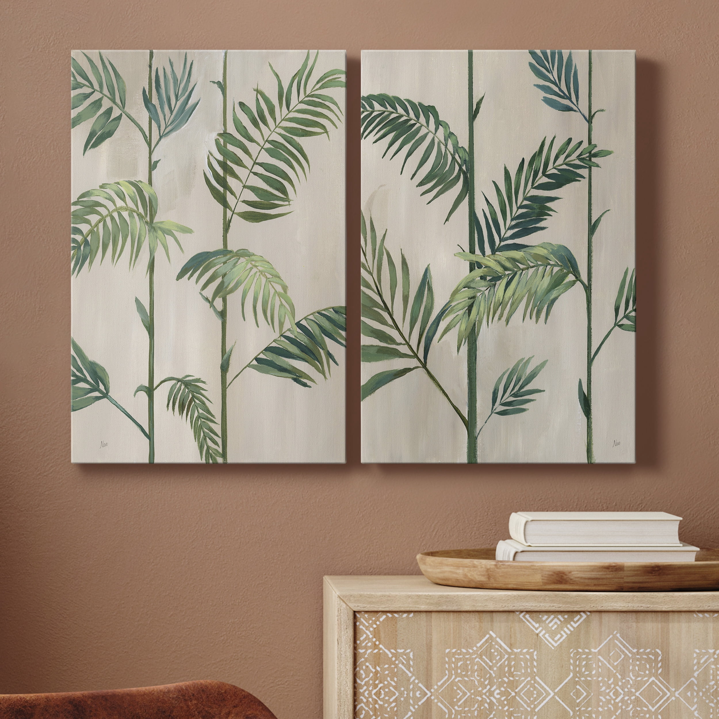 Modern Fronds II Premium Gallery Wrapped Canvas - Ready to Hang - Set of 2 - 12 x 18 Each