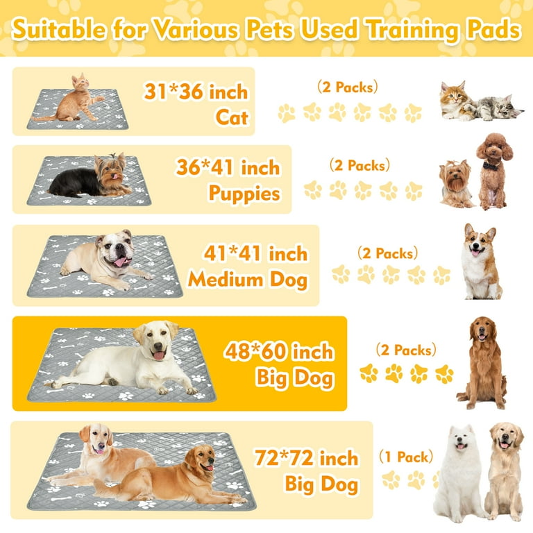 PICK FOR LIFE Washable Dog Pee Pads, 48x48 Reusable Puppy Whelping Pads,  Absorb Dog Mats Non-Slip Reusable Dog Training Pads for Whelping, Potty