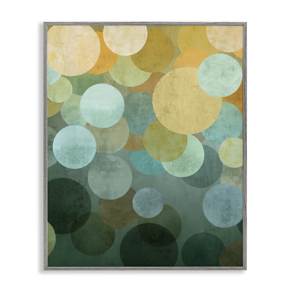 Stupell Industries Modern Green Ombre Circles Pattern Gray Framed Giclee Art, 16 x 20, by Brent Nelson