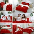 thumbnail image 5 of Christmas Snowflake Bedding Duvet Cover Set King Size 4 Pieces Winter Red Retro Texture Bedding Set with Zipper Closure, 1 Comforter Cover 92x106 Inches 1 Flat Sheet & 2 Pillow Cases, 5 of 7