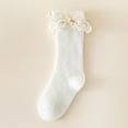 thumbnail image 2 of Staki Cute Frilly Crew Sock Breathable Soft Cotton Blended Snug Stretch Fit Mid-Calf Tube Casual Home Out Match(White,3-5 Years), 2 of 9