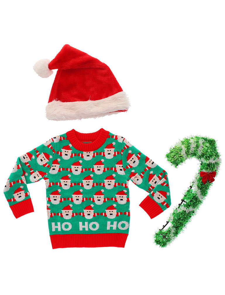 Tstars Boys Unisex Ugly Christmas Sweater Cute Santa Claus Ho Ho Holiday Kids Christmas Gift Funny Humor Holiday Shirts Xmas Party Christmas Gifts for Boy Toddler sweater Ugly Xmas Sweater - image 5 of 6