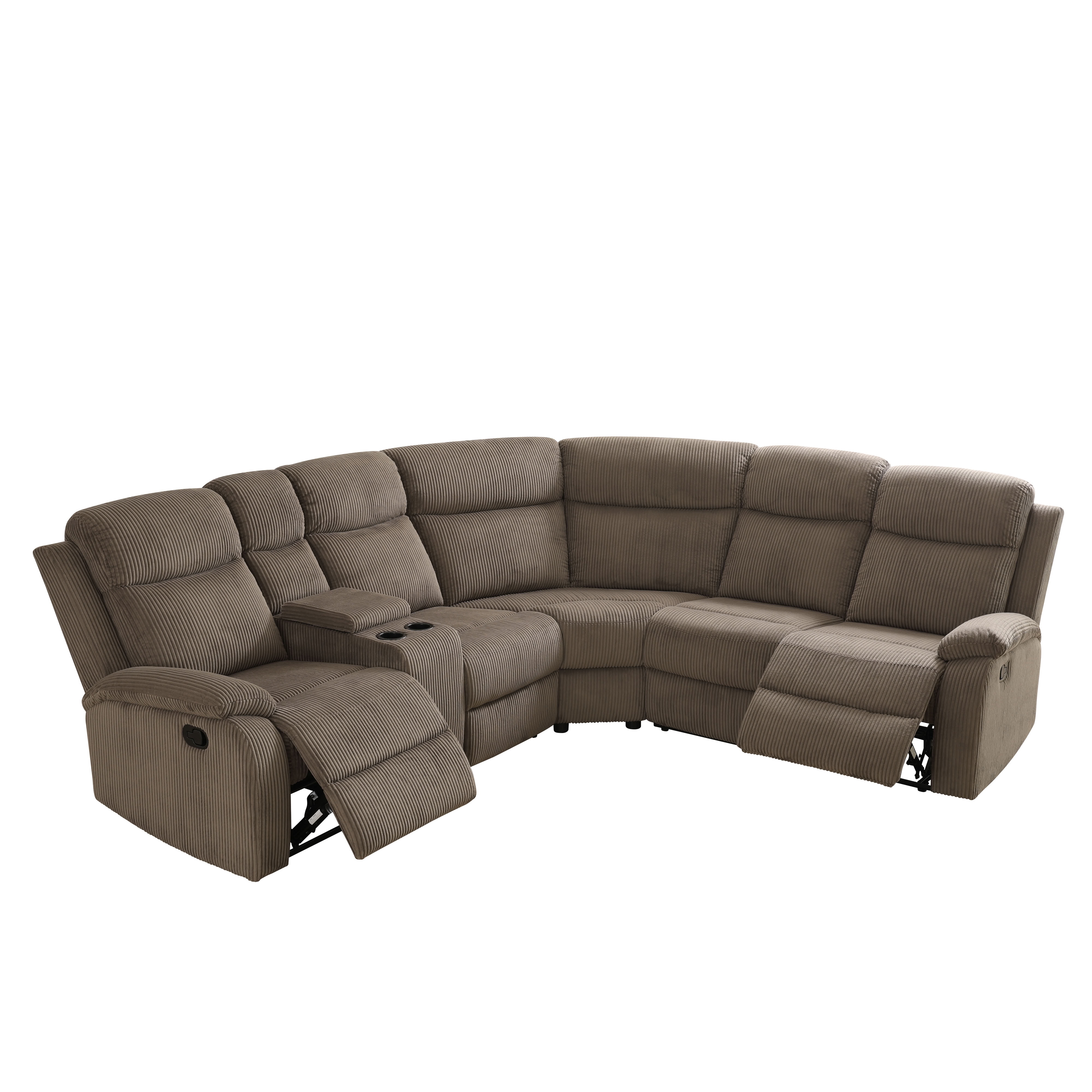 MAYEERTY 5-Seater Intelligent Recliner Sofa Set - Thick Stuffed Fabric with Storage & Cup Holders for Living Room & Home Theater