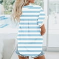 thumbnail image 6 of TKLPEHG Womens Tops Dressy Casual Loose Short Sleeve T Shirts Casual Striped Print Graphic Tee Going Out Tops Button Lapel Shirts Lightweight Summer Blouses(Light Blue,XXXL), 6 of 7