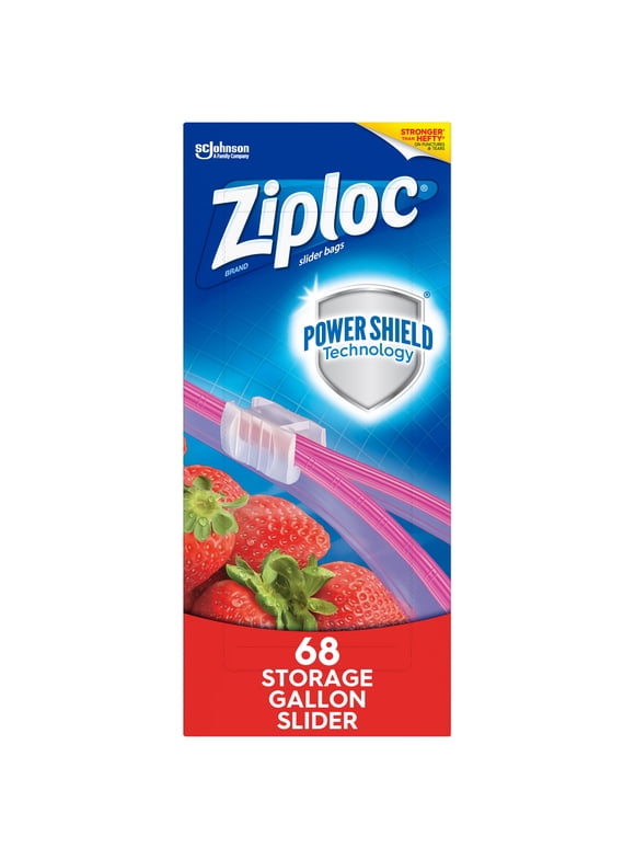 Ziploc Brand Slider Storage Bags with Power Shield Technology, Gallon, 68 Count