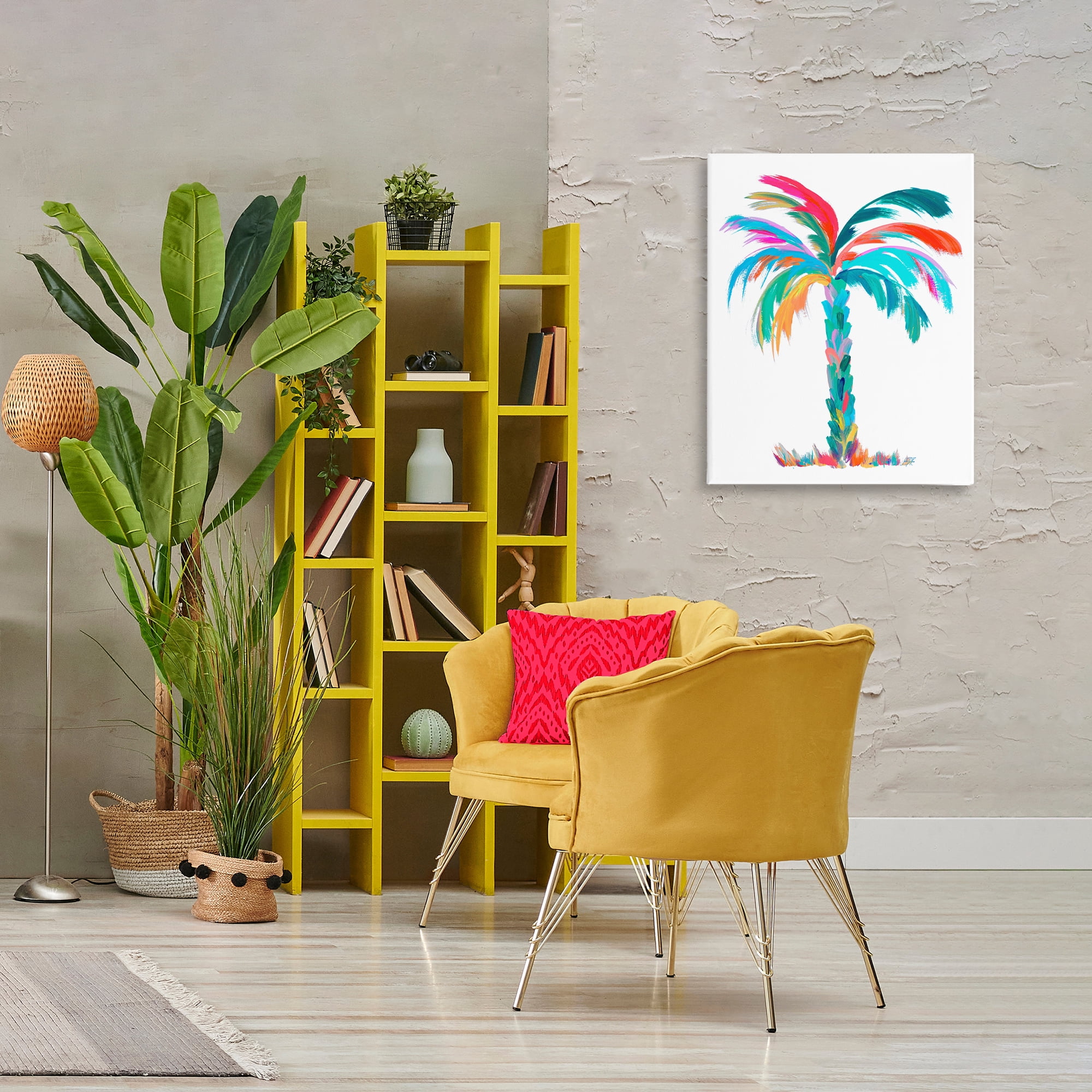 Stupell Industries Vivid Palm Tree Botanical & Floral Painting Gallery Wrapped Canvas Art Print Wall Art, 24 x 30