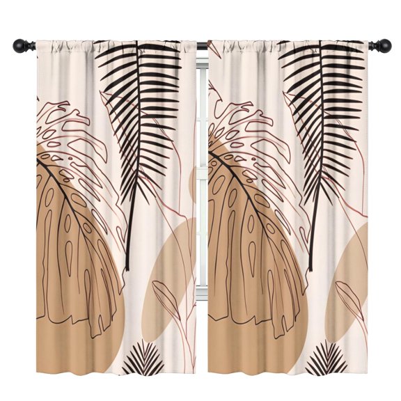 Blackout Kids Curtains,Brown Boho Plant Pattern Childrens Insulated Curtains Set Of 2,Bedroom Essentials,Toddler Room Decor 42x84in(106x213cm)