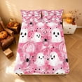thumbnail image 4 of Homewish Cute Ghost Pumpkin Bed Sheets for Girls, Halloween Spider Bow Full Size Sheets, Soft Pink, 4 Pieces (1 Flat Sheet, 1 Fitted Sheet and 2 Pillowcases), 4 of 5