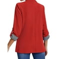 thumbnail image 5 of HUBERY Women Lapel Collar One Button 3/4 Tab-Sleeve Solid Color Blazer Jacket, 5 of 7