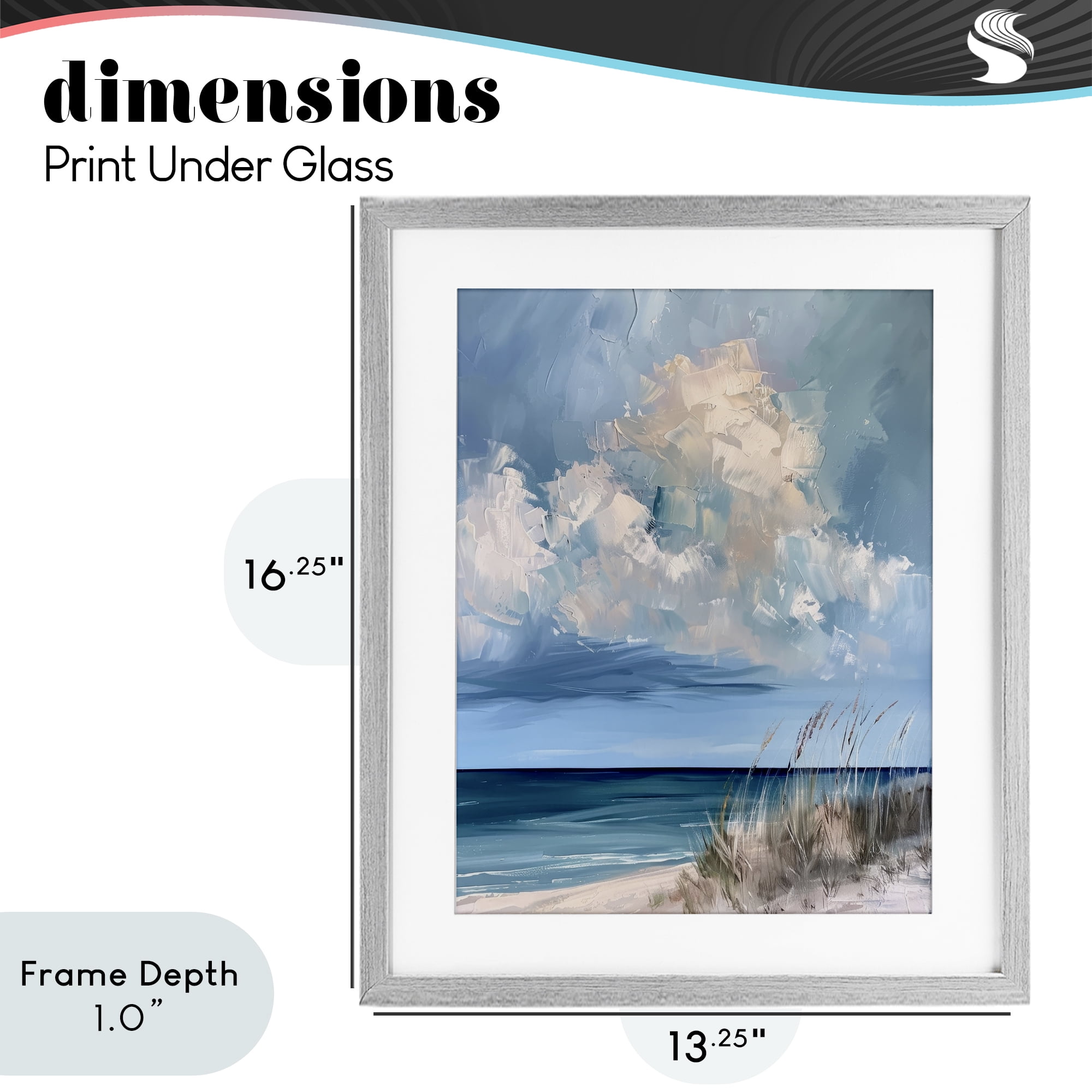 Stupell Industries A Storm Is Coming on Beach Gray Framed Print Under Glass, design by Petal Prints Design
