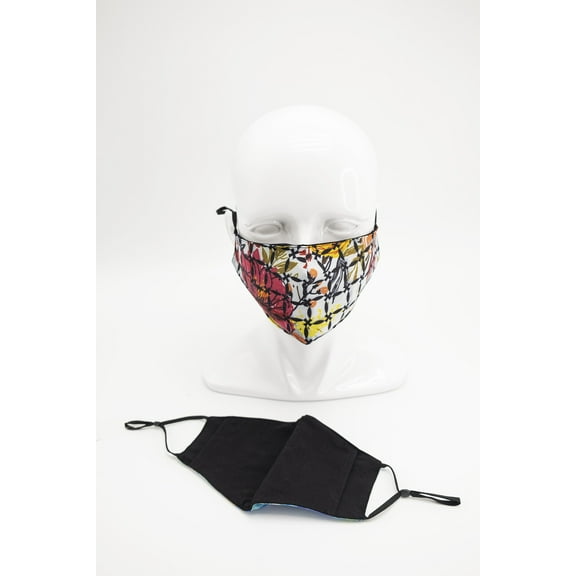 SINGLE PACK GRAPHIC PRINT FACE MASK COVERING WITH ADJUSTABLE STRAPS AND POCKET FOR FILTER
