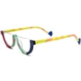 thumbnail image 4 of HEPIDEM Matte Multicolor Acetate Glasses Frame Women,Semi Rimless Half Round Optical Eyeglasses (9361 Red Blue C3), 4 of 8