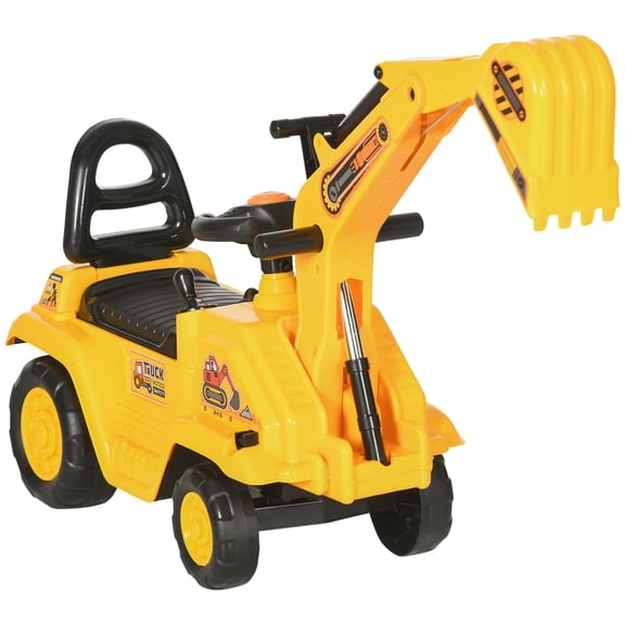 3-in-1 Construction Toy: Ride-On Excavator, Scooter&Pulling Cart for Kids