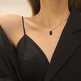 thumbnail image 5 of Black Square Onyx Pendant Necklace Gold Plated Vintage Simple Gemstone Rectangle Geometric Small Lightweight Chain Necklace for Women Men Minimalist Birthday Prom Wedding Party Fashion Jewelry Gifts, 5 of 8