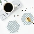 thumbnail image 3 of Bingfone Vintage Daisy Plaid Blue Leather Drinks Coasters with Set of 6,Suitable for Home Kitchen,Coffee Cup Coasters Home Gift, 3 of 7