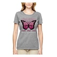 thumbnail image 2 of Wild Bobby Faith Hope Love Butterfly Ribbons Breast Cancer Awareness Women Graphic Tee, Heather Grey, X-Large, 2 of 6
