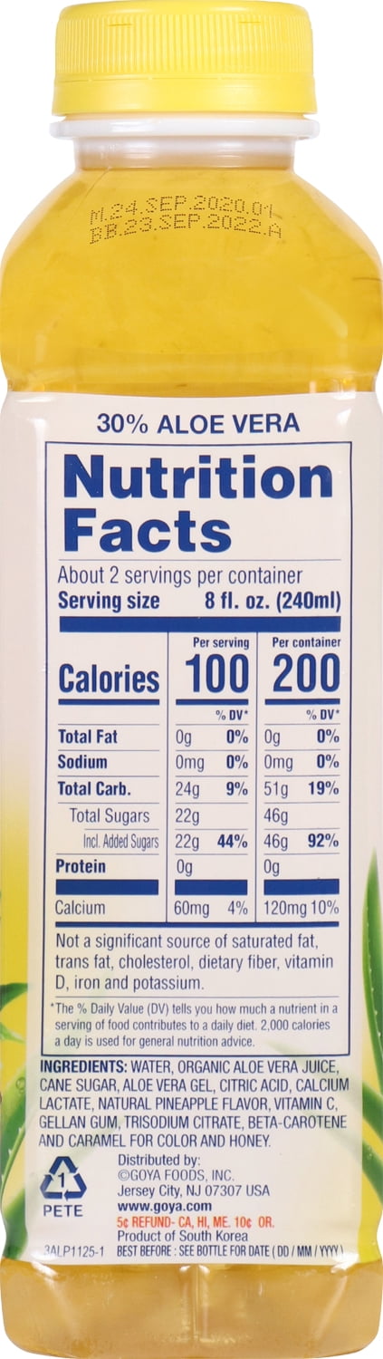 GOYA Aloe Vera Drink with Pineapple Flavor, 16.9 fl oz