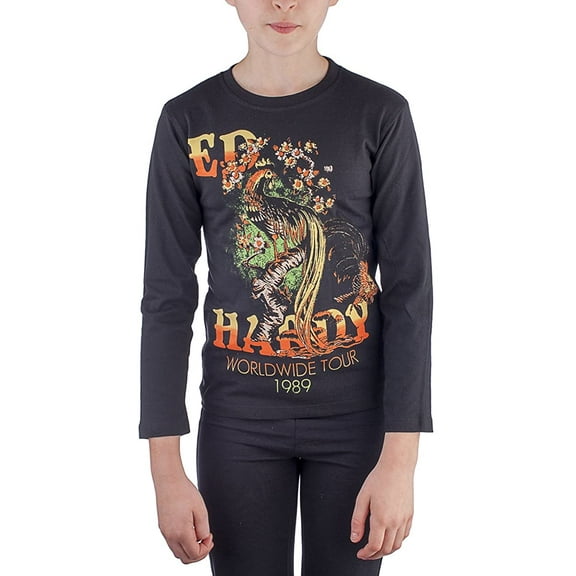 Ed Hardy Little Girls' Rooster T-Shirt - Black - 4/5