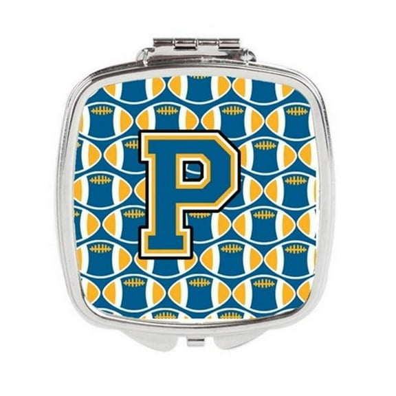 Carolines Treasures Letter P Football Blue & Gold Compact Mirror