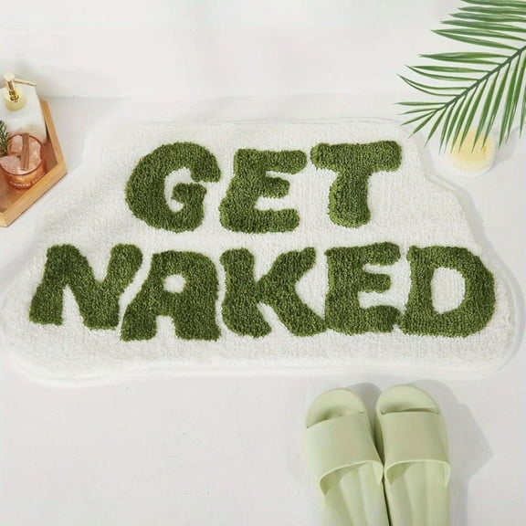 Denhf Fluffy Get Naked Bath Mat, Absorbent Non-slip Get Naked Rug, Ultra Soft Tufted Rug for Living Room, Bathroom, Bedroom, Bedside and Entrance, Cute Plush Rug, 23.6" x 15.7", Green