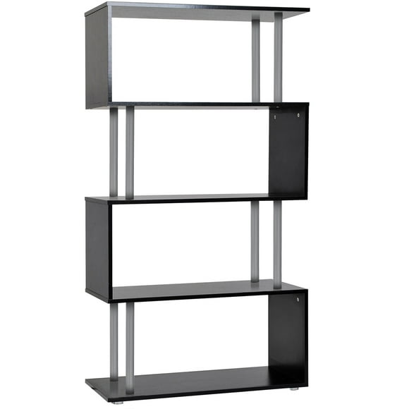 HOMCOM 5-Tiers Bookcase Z-Shape Storage Bookshelf Display with Metal Frame