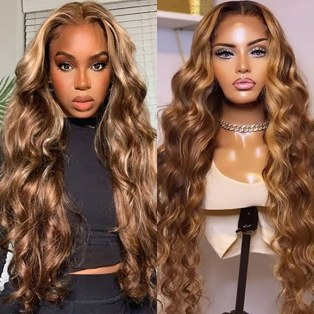 Ombre Highlight Lace Front Wig Human Hair Colored 13x4 HD Honey Blonde Lace Front Wigs Pre Plucked 150% Density Body Wave Human Hair Lace Front Wigs for Black Women 28Inch Ombre Highlight Lace Front Wig Human Hair Colored 13x4 HD Honey Blonde Lace Front Wigs Pre Plucked 150% Density Body Wave Human Hair Lace Front Wigs for Black Women 28Inch
