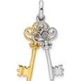 thumbnail image 3 of Sterling Silver Rhodium And Gold-Tone 2 Piece Dangle Key Pendant (Width 9.3) (Length 29.5) - Jbsp, 3 of 5