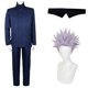thumbnail image 1 of Disfraz de Cosplay de Jujutsu Kaisen Gojo Satoru, pantalones superiores azules, uniforme escolar, ropa de fiesta de Carnaval de Halloween, 1 of 4