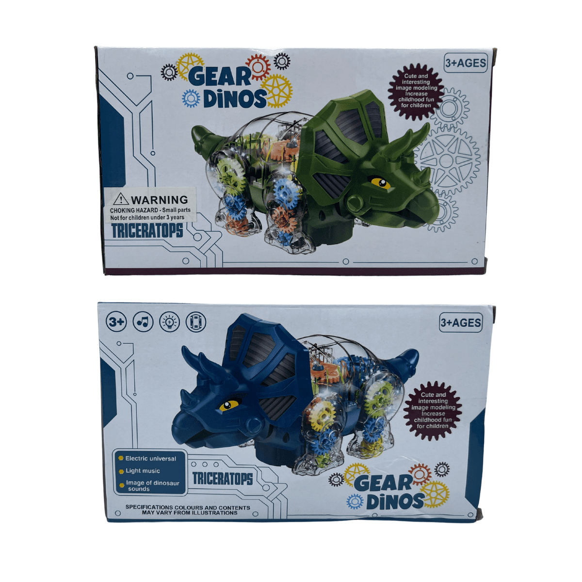 Electric Gear Triceratops Dinosaur Lights Music Kids Toy
