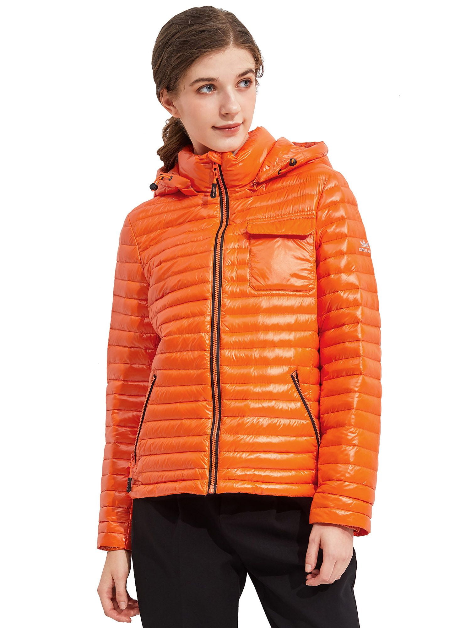 Orolay Womens Light Down Jacket Packable Winter Coat Hooded Cropped Puffer Jacket 
