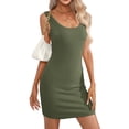 thumbnail image 3 of Vestidos de Verano para Mujer, Ajustados, Sin Mangas, Informales, Ajustados, con Cuello en V y Acanalados. Verde M, 3 of 9