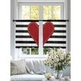 thumbnail image 4 of Valentine's Day Sheer Curtains 54 Inch Length 2 Panels Set, Red Love Heart Black Striped Farmhouse Voile Window Treatment Rod Pocket Short Kitchen Curtains Drapes for Bedroom 52"x54"x2, 4 of 7