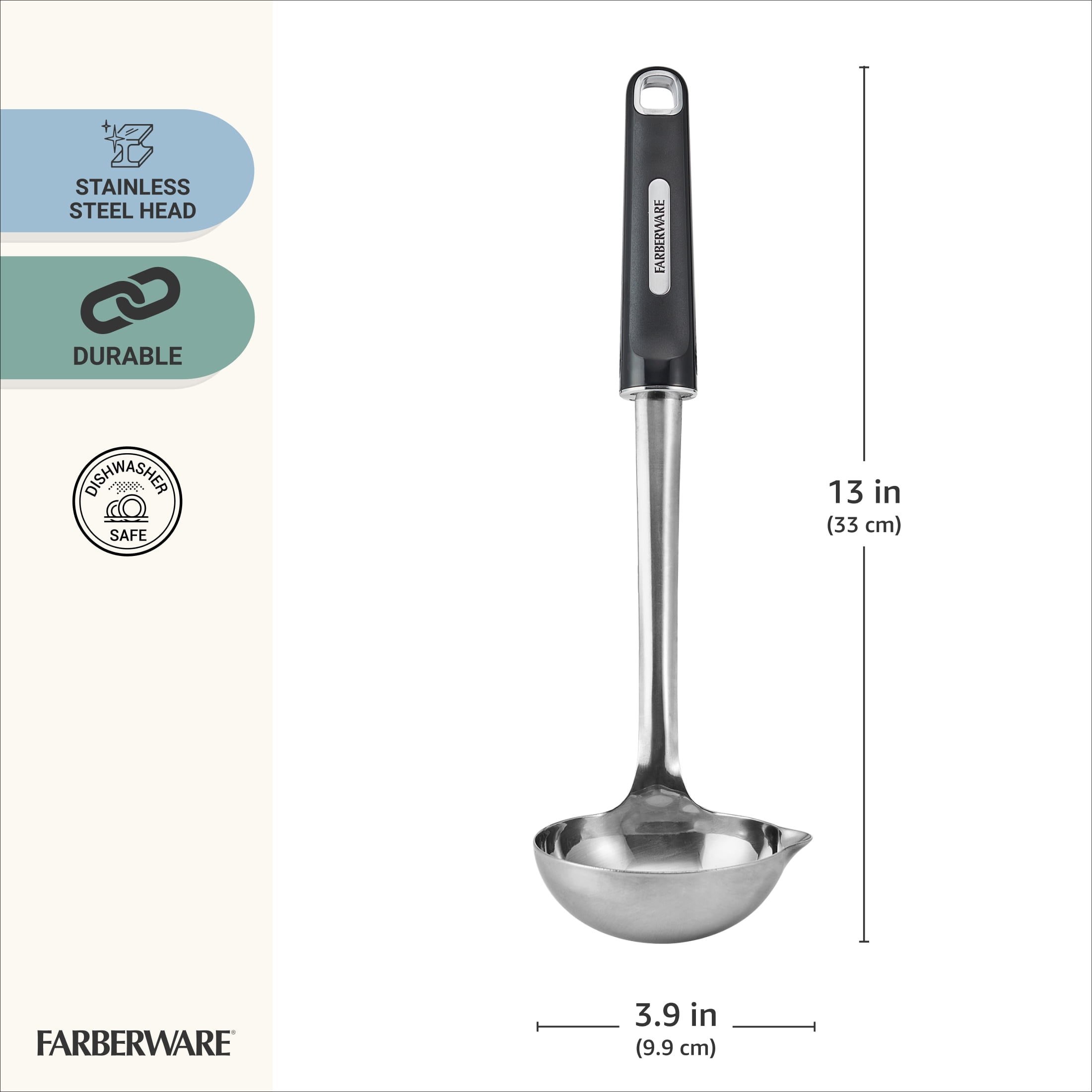 Farberware Professional Stainless Steel Soup Ladle with Black Handle