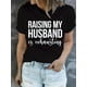 thumbnail image 2 of Camiseta con estampado "Criando a mi marido", manga corta, cuello redondo, informal, para verano y primavera, para mujer, para adultos, hombres, mujeres, adolescentes, jóvenes, deportiva, informal., 2 of 8
