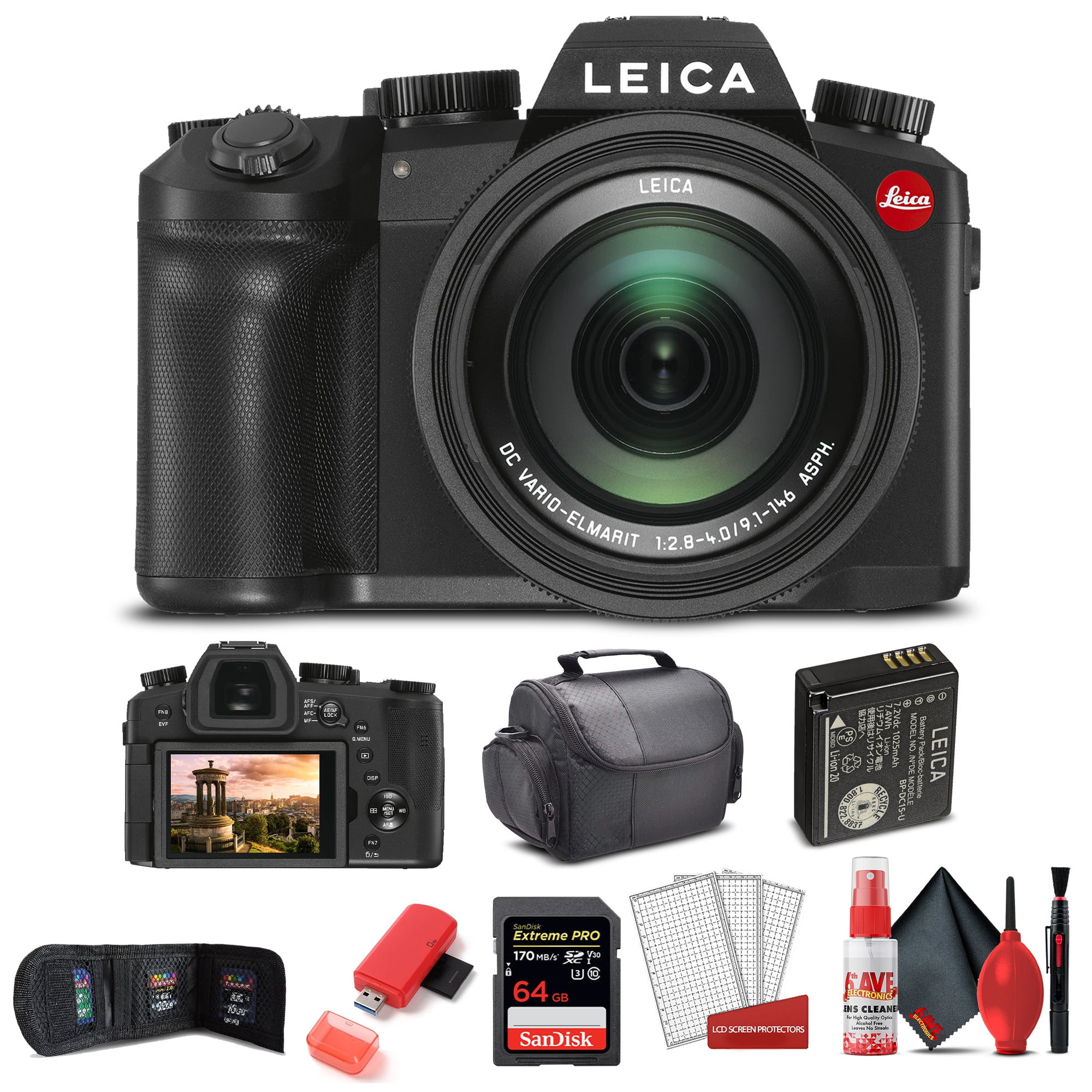 Leica V - Lux 5 Digital Camera (19121) + 64GB Extreme Pro Card + Card  Reader + Case + Cleaning Set + Memory Wallet - Starter Bundle - Walmart.com