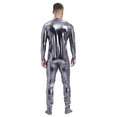 thumbnail image 2 of Alvivi Men's Shiny Metallic Full Body Unitard Bodysuit One Piece Zipper Catsuit Leotard Jumpsuit Grey XXL, 2 of 3